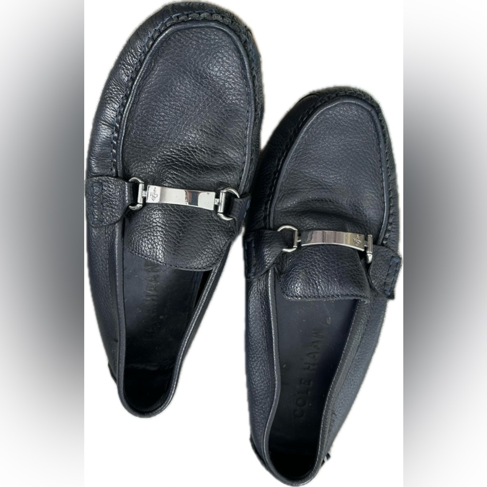 Cole Haan  Provincetown Bit Driver lI Pebbled Leather Loafers Shoes Navy Blue 10
